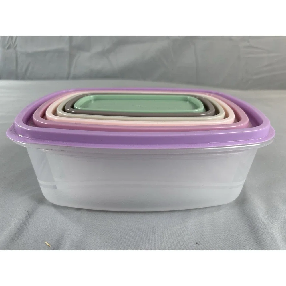 Nesting Food Storage Container Set 6 Pc BPA Free Plastic Lids‎ Multicolor